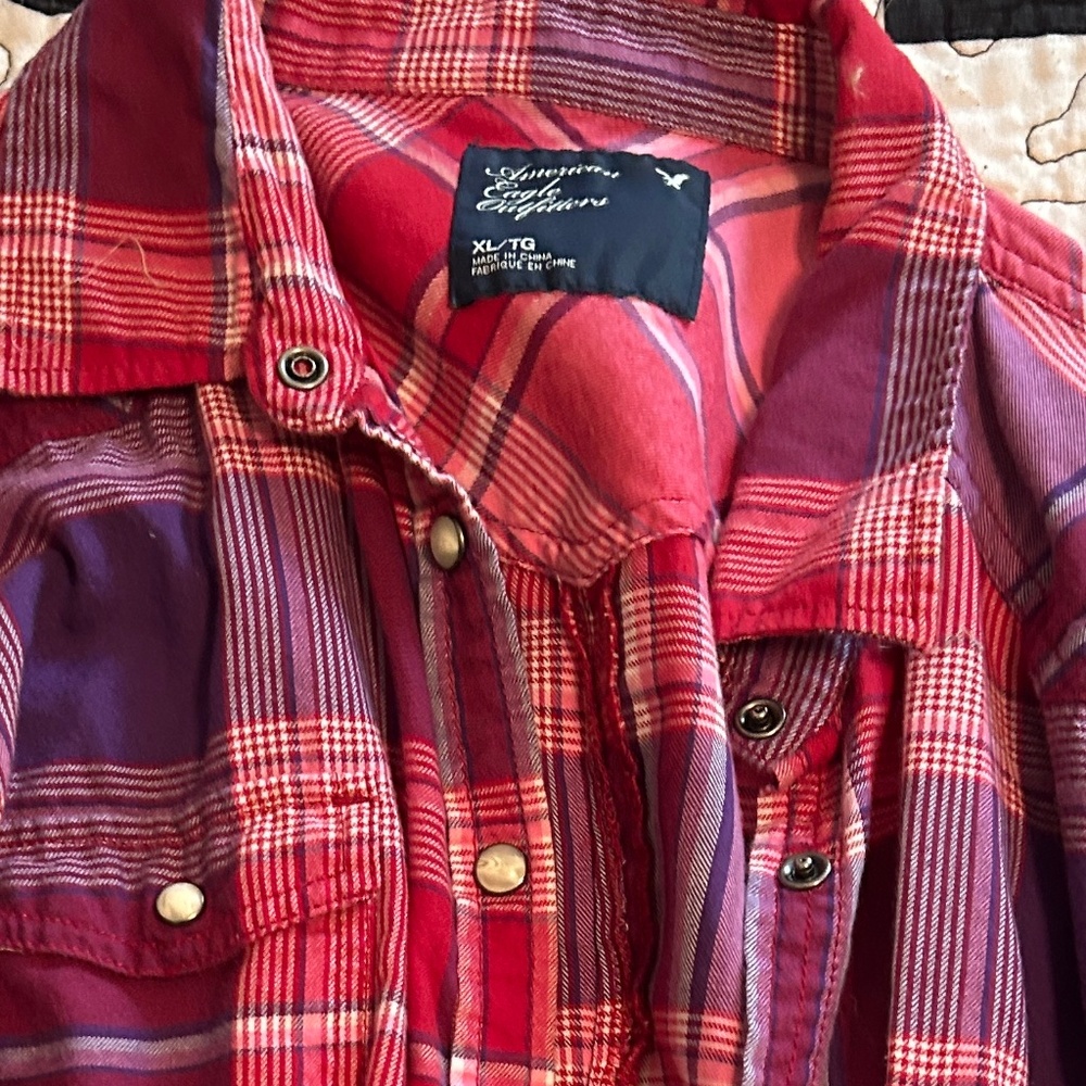 American Eagle button up shirt and BKE jeans